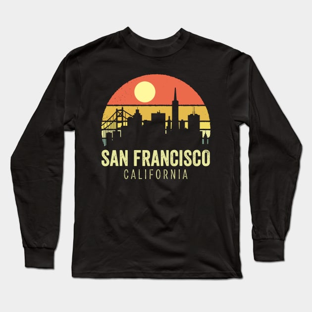 San Francisco California Vintage Sunset Long Sleeve T-Shirt by DetourShirts